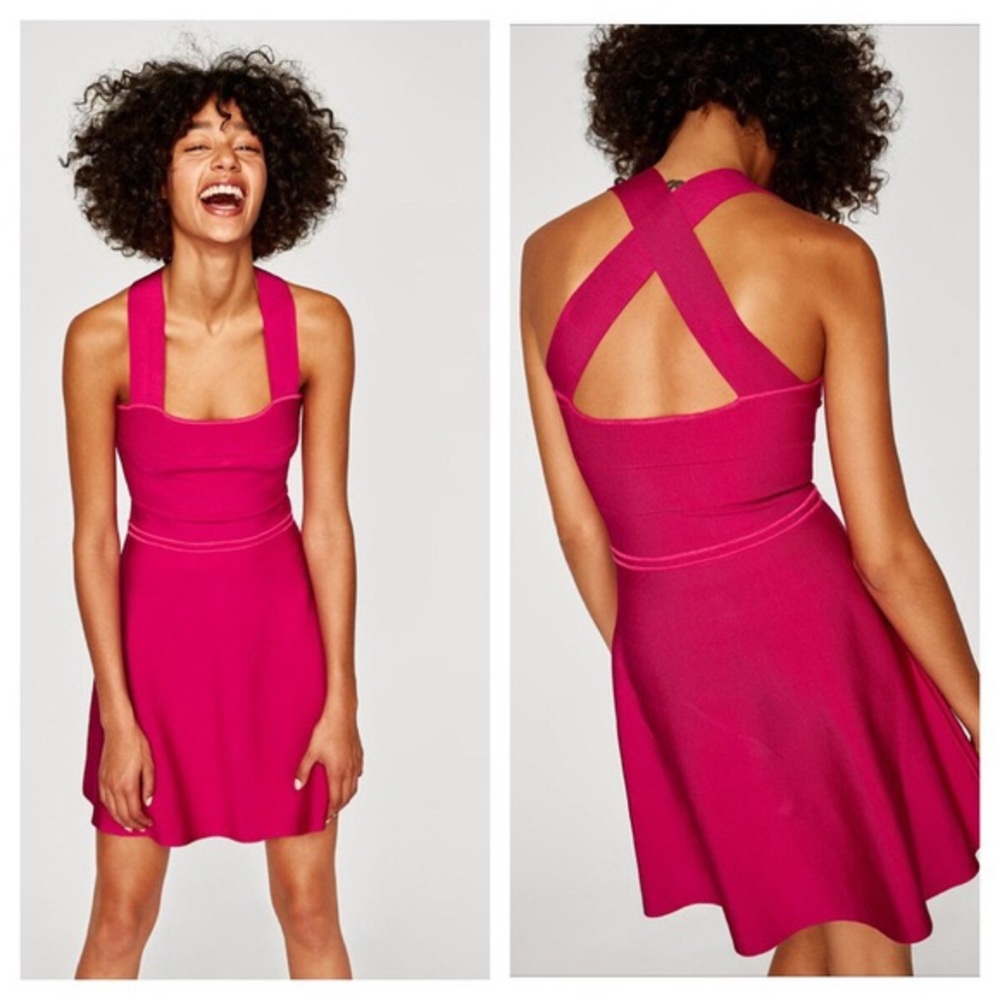 Sale 🚨ZARA Pink Knit fit and flare dress